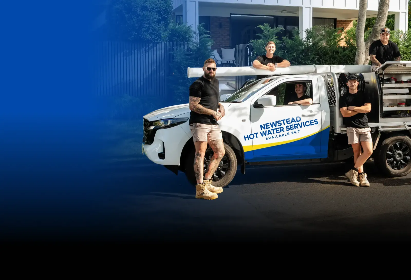 Newstead Hot Water Services team with the ute